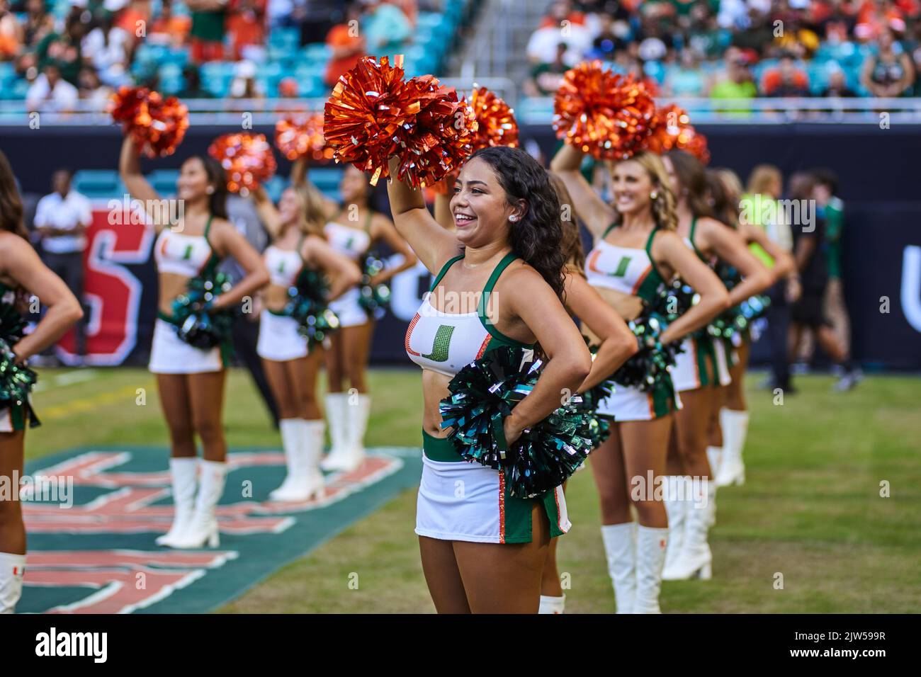 Miami Gardens Fl Usa 3rd September 2022 Miami Hurricanes Cheerleaders Against Bethune 6223