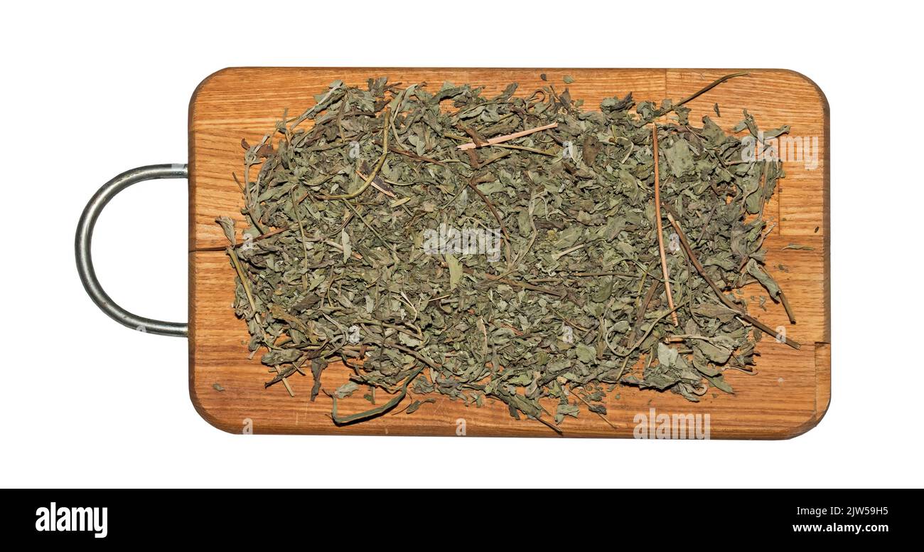 Organic Egyptian Green Bedouin Tea. Tea on a wooden kitchen board ...