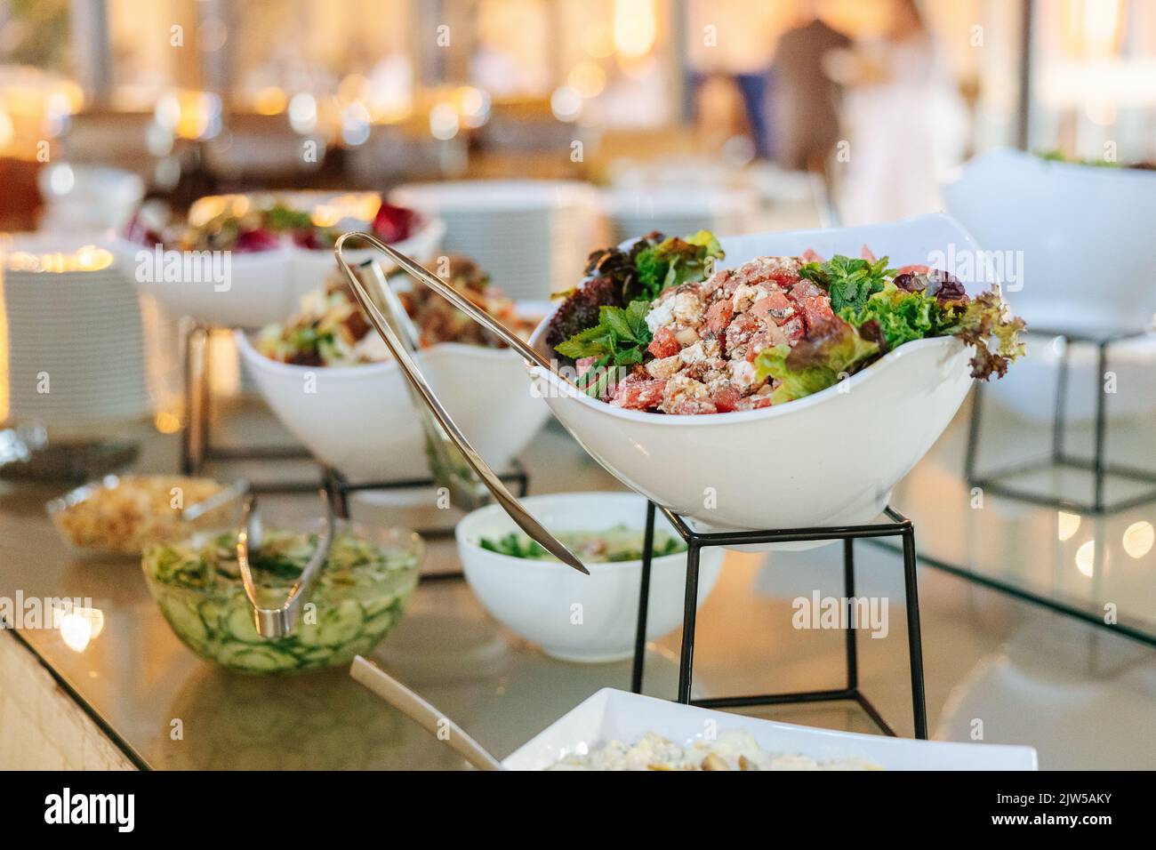 Delicious salad buffet at a wedding Stock Photo