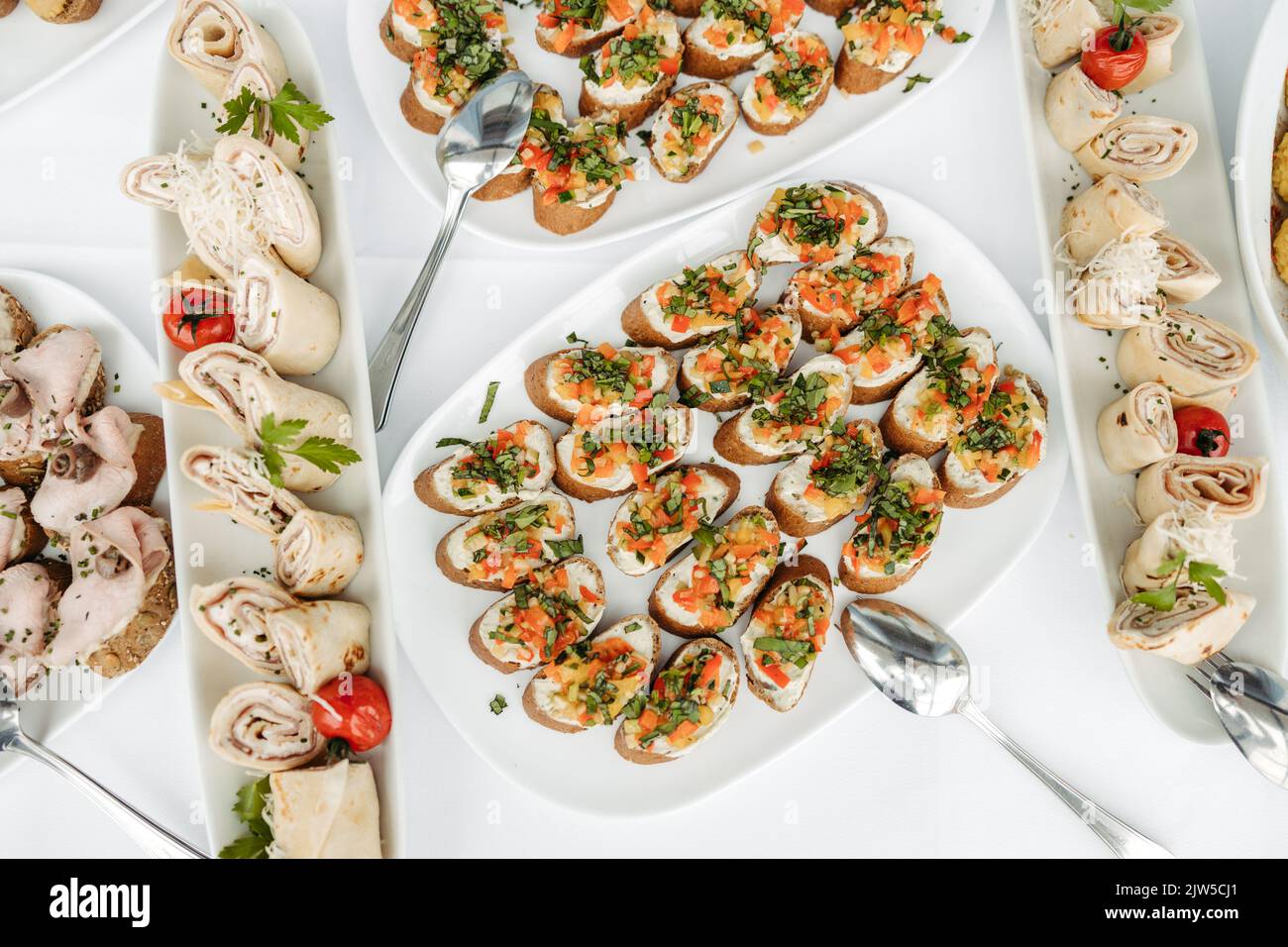 Delicious appetizers at a dinner party or wedding reception Stock Photo