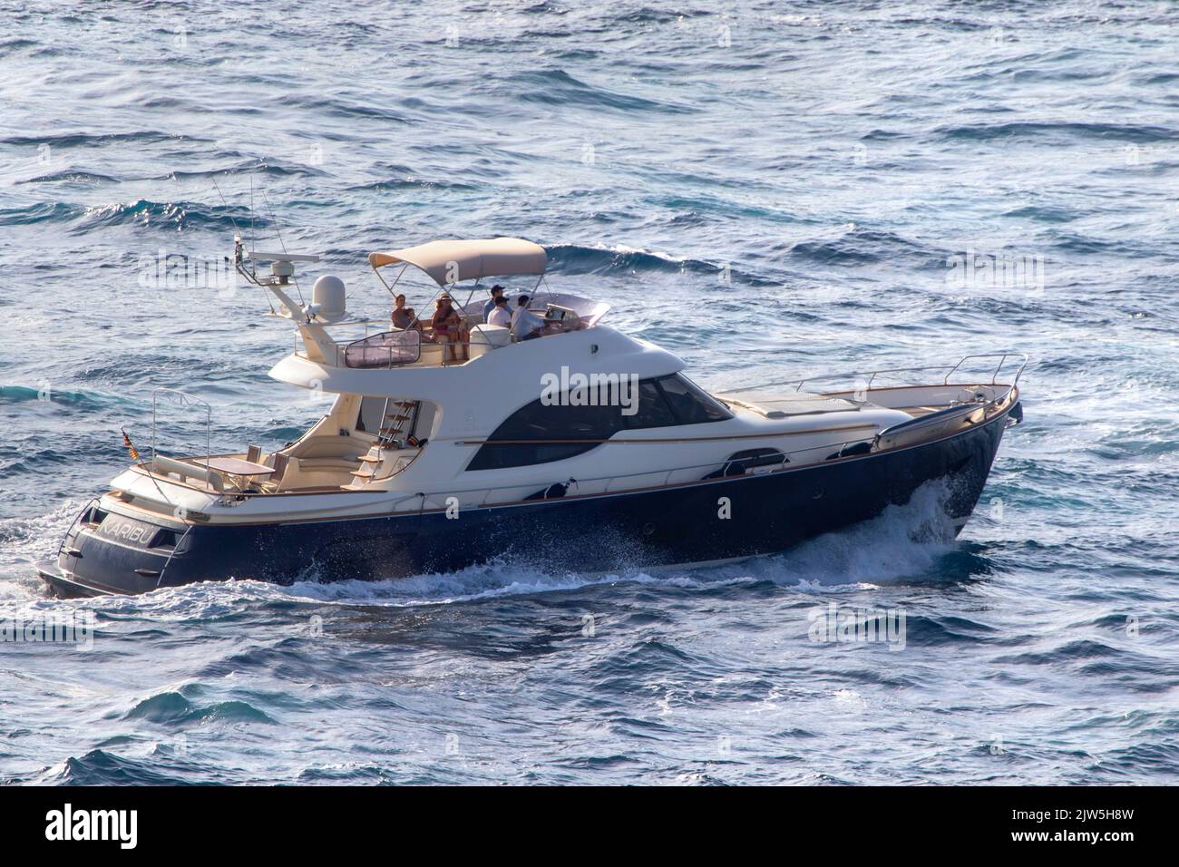 Boats on the Mediterranean Sea in Ibiza in Spain Stock Photo