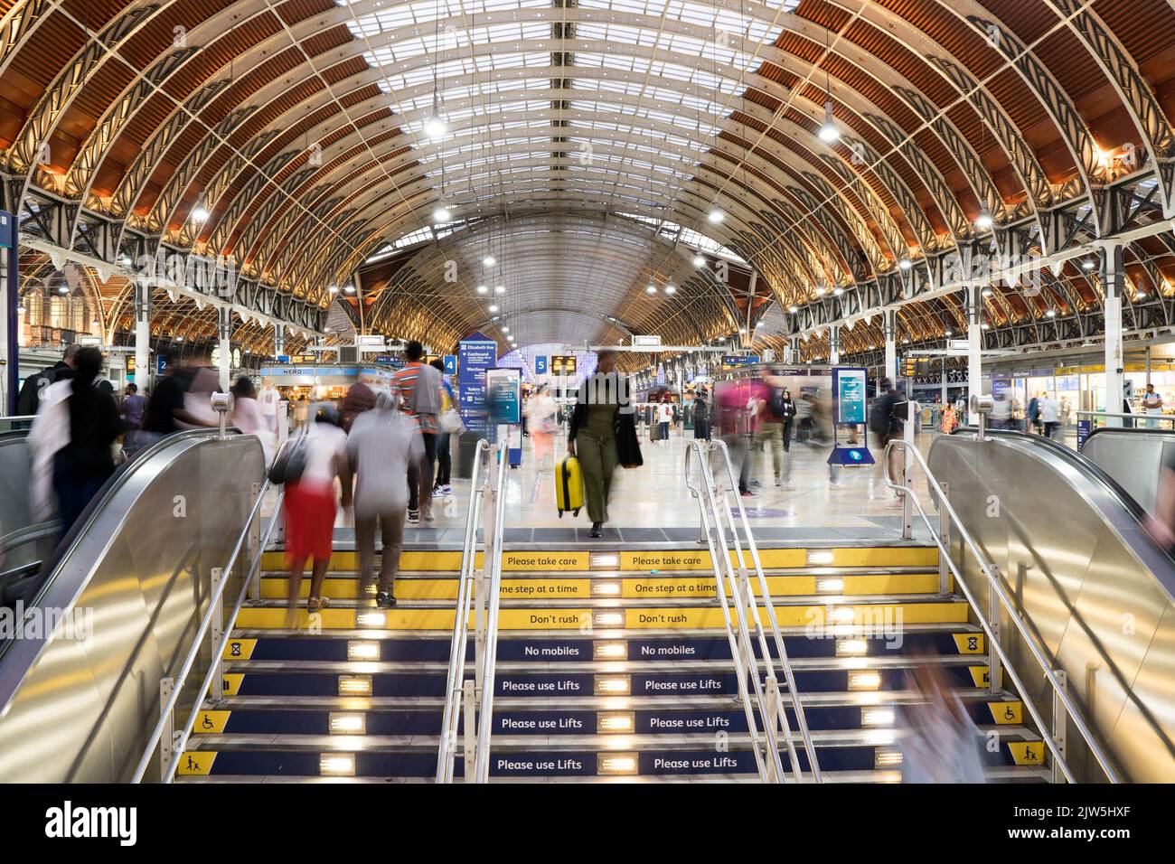 Passengers rushing for their trains home at Paddington railway station after a day of work in