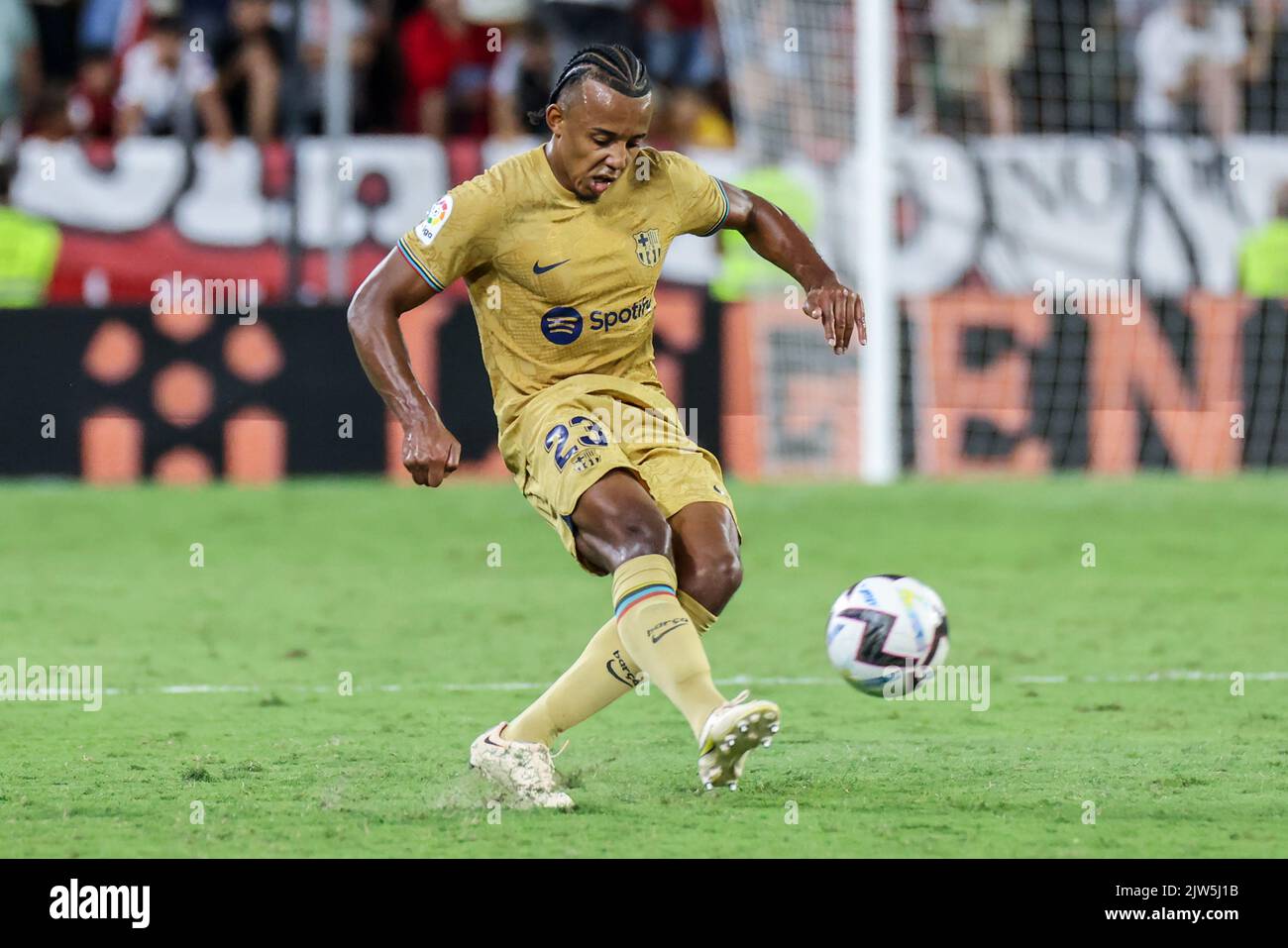 Seville, Seville, Spain. 3rd Sep, 2022. Jules Kounde of FC Barcelona in action during the La Liga Santader match between Sevilla CF and FC Barcelona at Ramon Sanchez Pizjuan in Seville, Spain, on September 03, 2022. (Credit Image: © Jose Luis Contreras/DAX via ZUMA Press Wire) Stock Photo