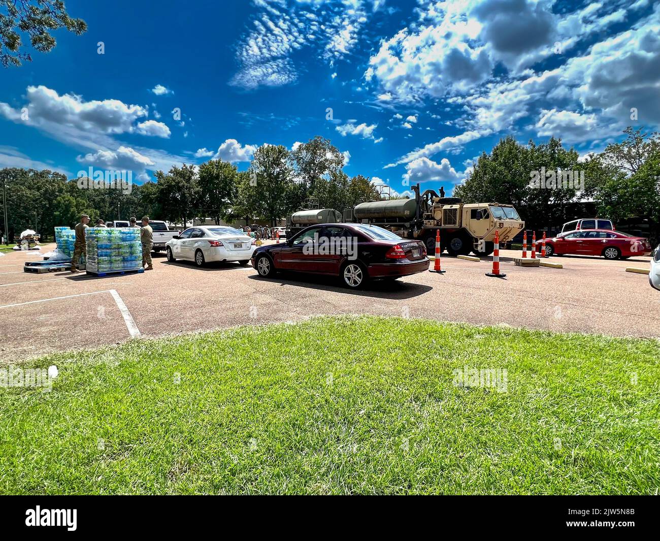 Jackson, MS - September 2, 2022: The National Guard hands out water to residents off Jackson, MS while the water treatment facility is not working Stock Photo