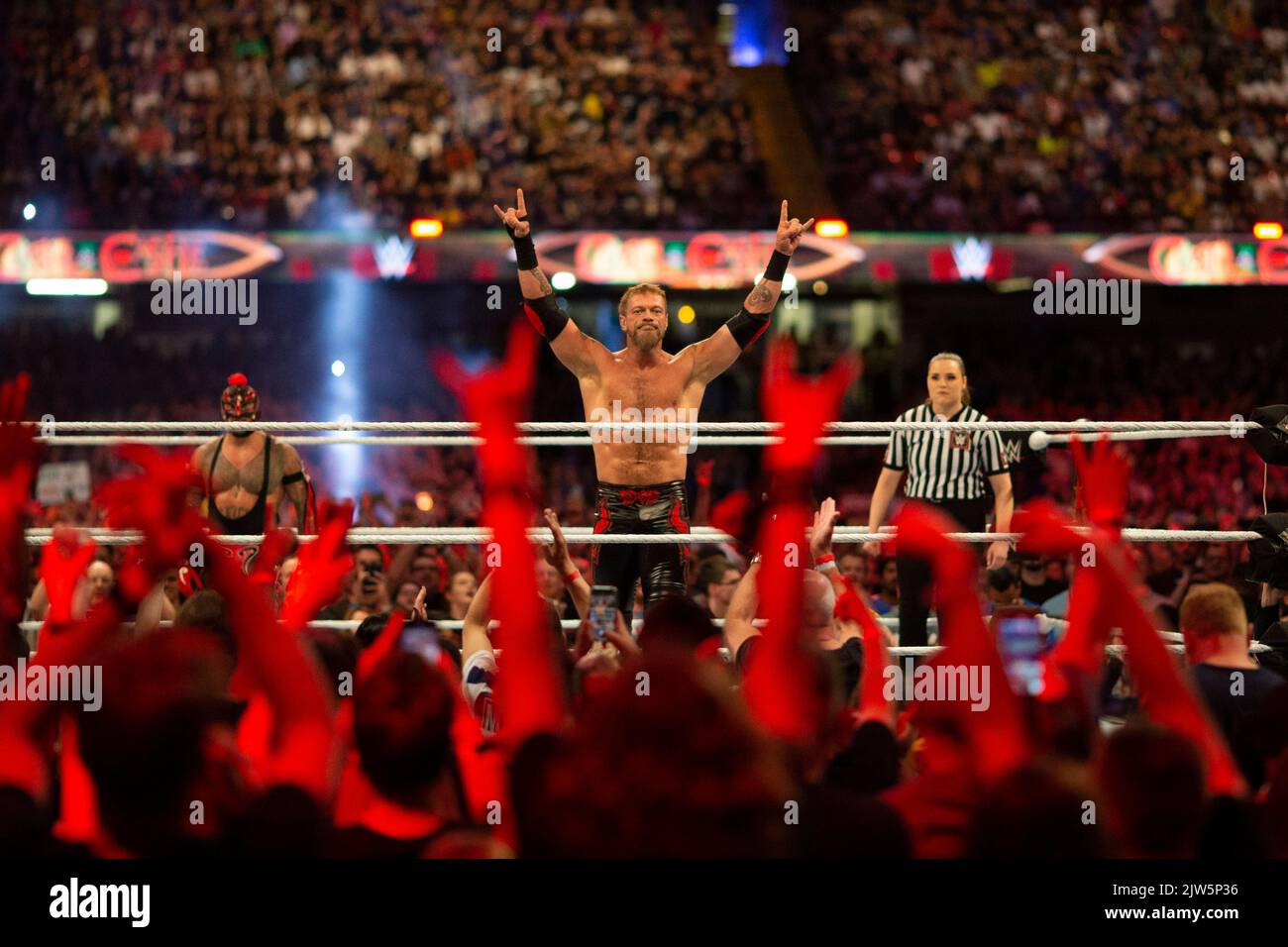 Cardiff, Wales, UK. 3rd Sep, 2022. Edge before his fight with Rey Mysterio against Finn Bálor & Damian Priest at the WWE ‘Clash At The Castle' wrestling event at the Principality Stadium in Cardiff. Credit: Mark Hawkins/Alamy Live News Stock Photo