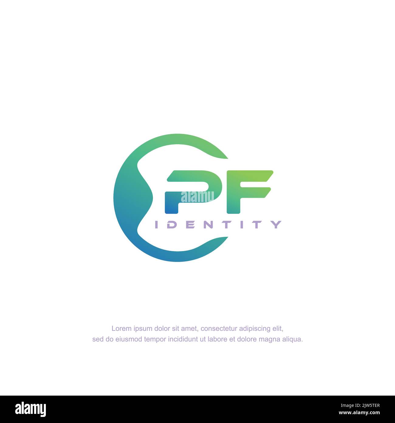 PF Initial letter circular line logo template vector with gradient color Stock Vector