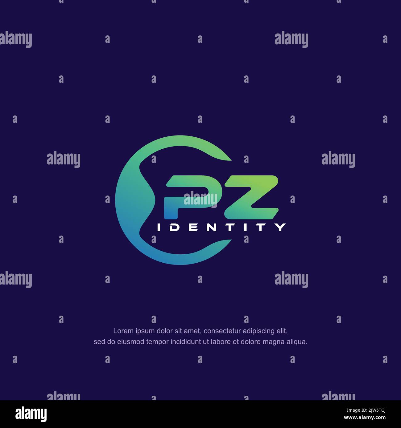 PZ Initial letter circular line logo template vector with gradient ...