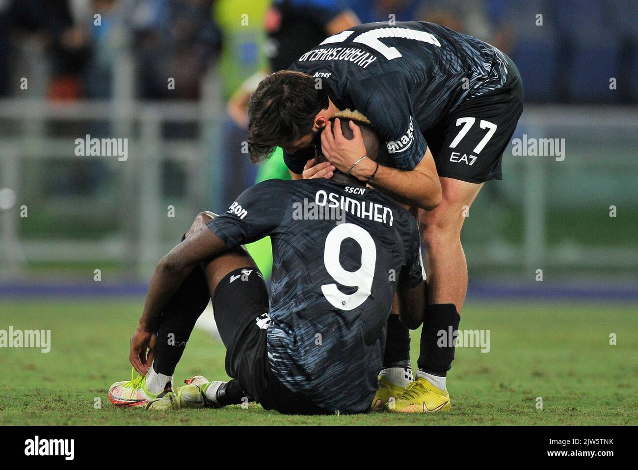 Andrea Masiello of Genoa CFC and Victor Osimhen of SSC Napoli