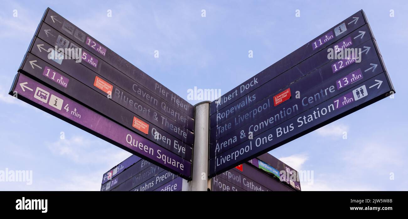Direction signs in the city of Liverpool Stock Photo Alamy