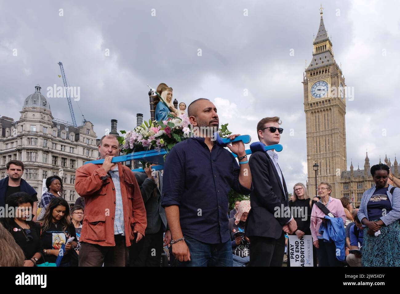 London, UK, 3rd September, 2022. Pro-life Christian groups and religious leaders including bishops, took part in an annual march through Westminster to Parliament Square, 'to protect the rights of the unborn' believing life begins from conception. This year the group marked 10 million abortions carried out in the UK since the 1967 Abortion Act was passed. Credit: Eleventh Hour Photography/Alamy Live News Stock Photo