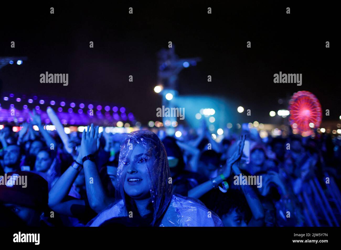 Fans attend the Rock in Rio music festival in Rio de Janeiro, Brazil September 3, 2022. REUTERS/Pilar Olivares Stock Photo