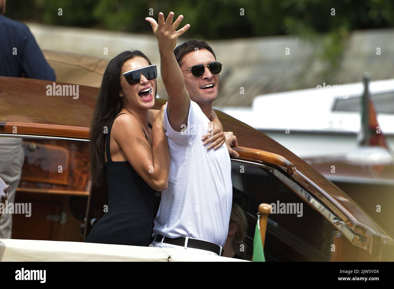 Venice, Italy. 03rd Sep, 2022. Amy Jackson and Ed Westwick arrive at the Hotel Excelsior during the 79th Venice International Film Festival on Saturday, September 3, 2022 in Venice, Italy. Photo by Rocco Spaziani/UPI Credit: UPI/Alamy Live News Stock Photo