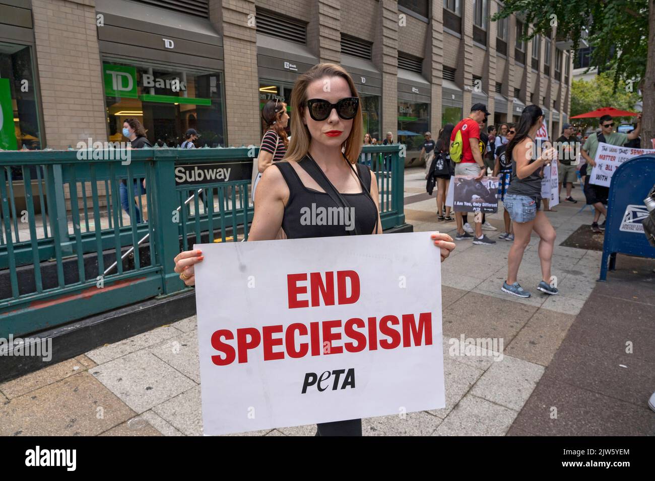 NEW YORK, NY - AUGUST 27, 2022: Hundreds of animal rights activists ...