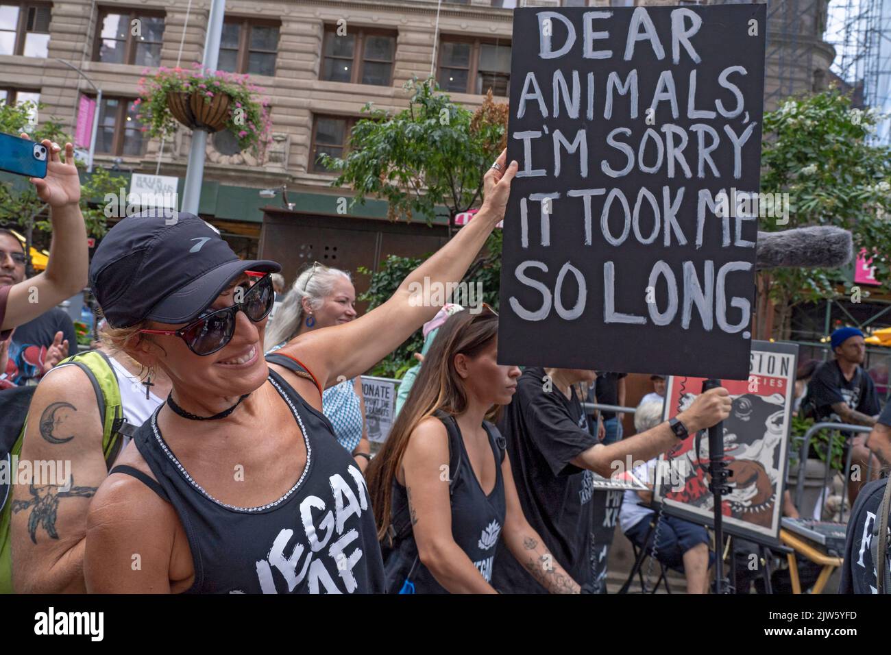 NEW YORK, NY AUGUST 27, 2022 Hundreds of animal rights activists