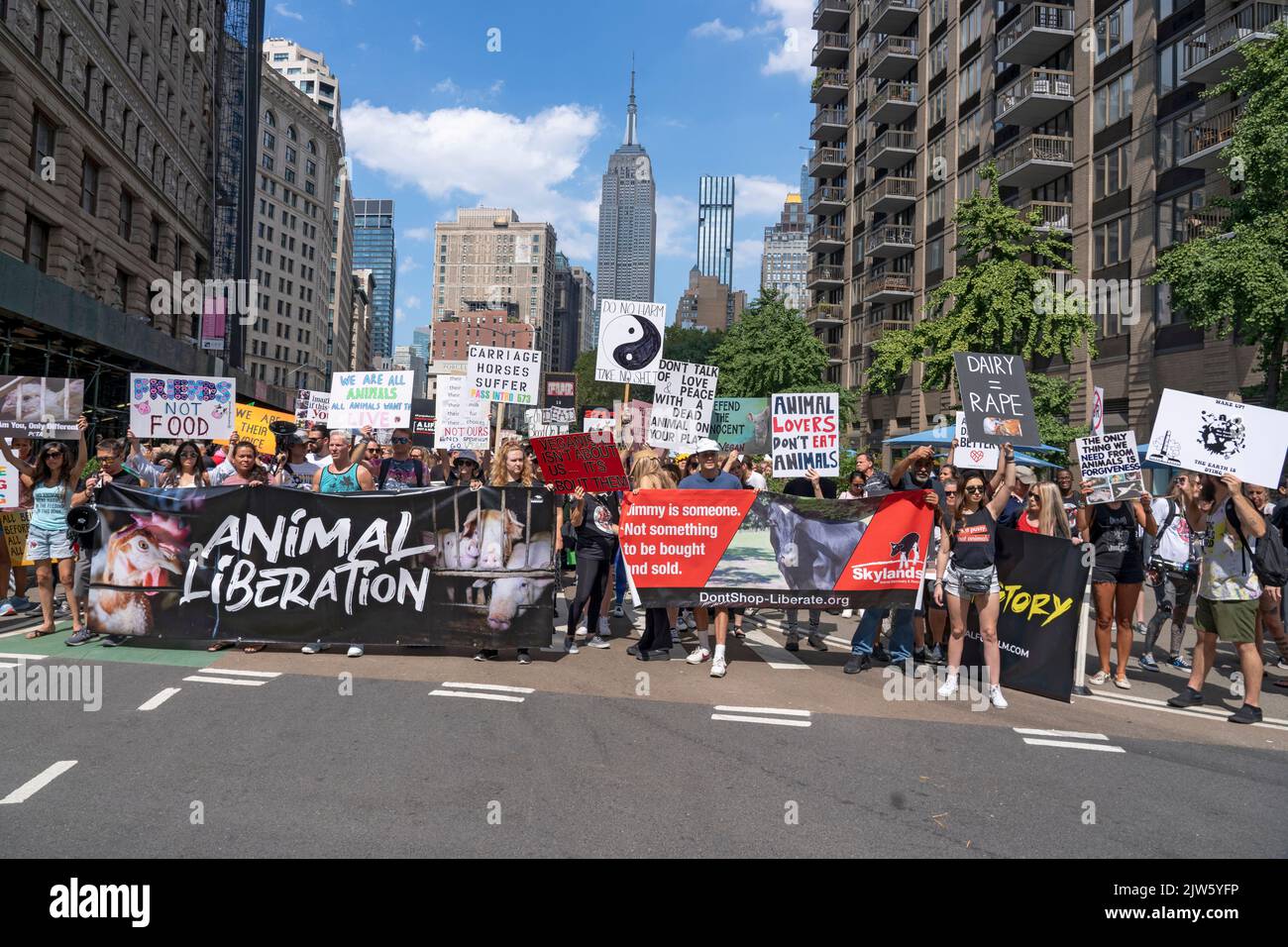 NEW YORK, NY AUGUST 27, 2022 Hundreds of animal rights activists
