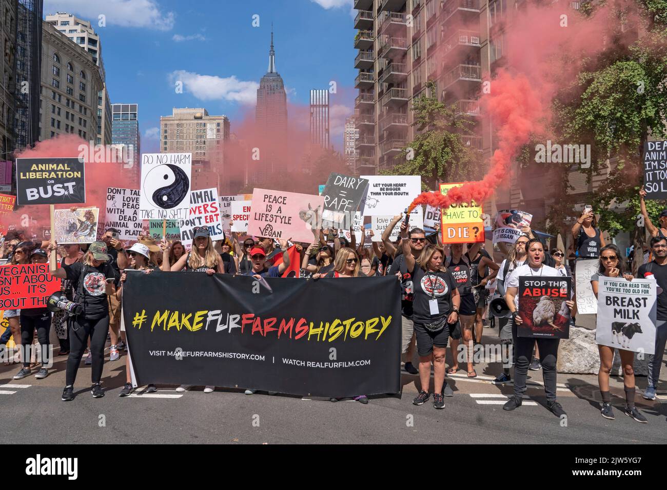 NEW YORK, NY AUGUST 27, 2022 Hundreds of animal rights activists