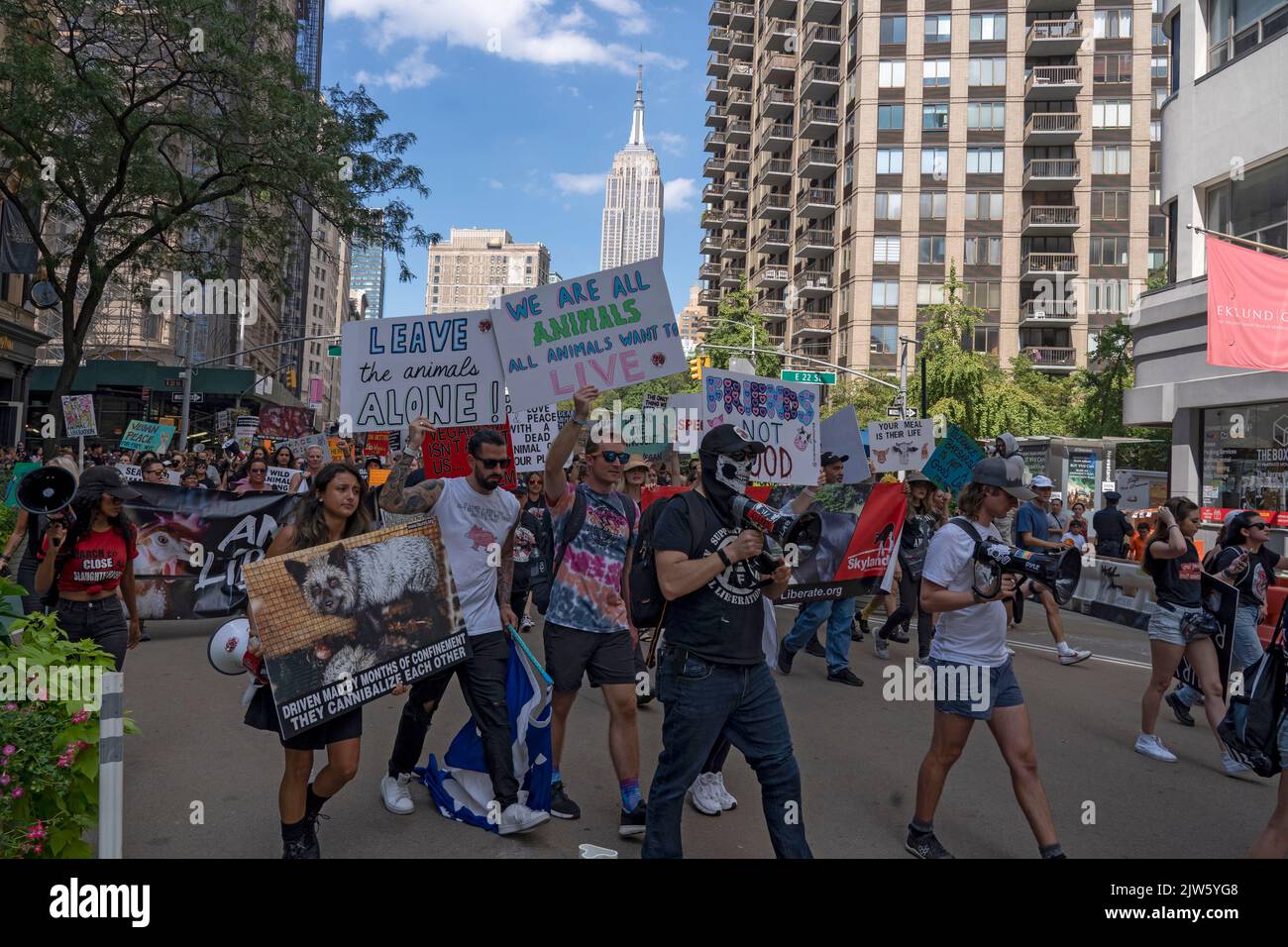 NEW YORK, NY AUGUST 27, 2022 Hundreds of animal rights activists