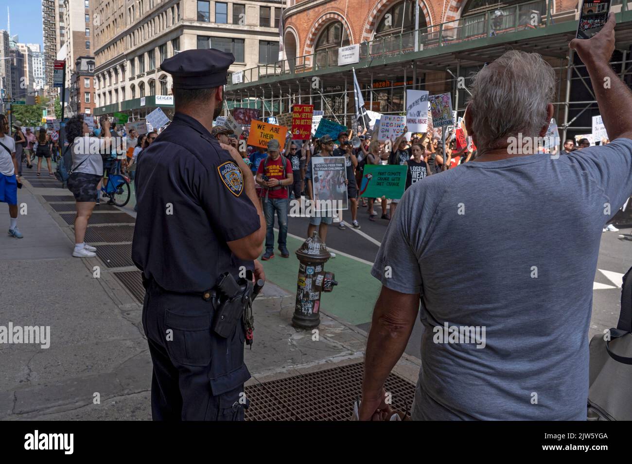 NEW YORK, NY - AUGUST 27, 2022: Hundreds of animal rights activists ...