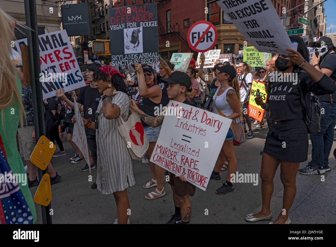 NEW YORK, NY AUGUST 27, 2022 Hundreds of animal rights activists