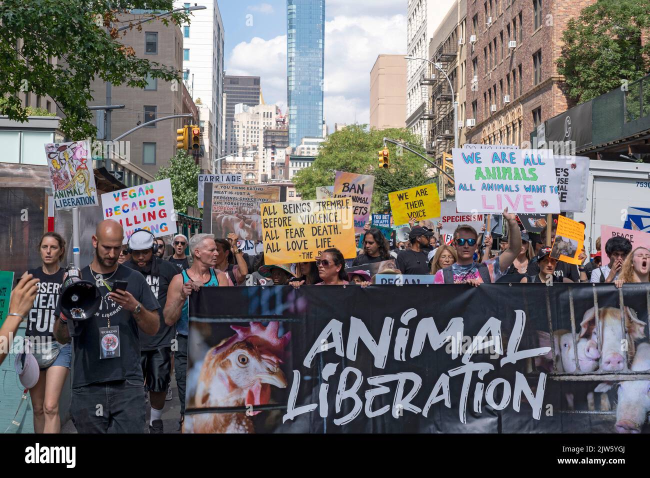 NEW YORK, NY AUGUST 27, 2022 Hundreds of animal rights activists