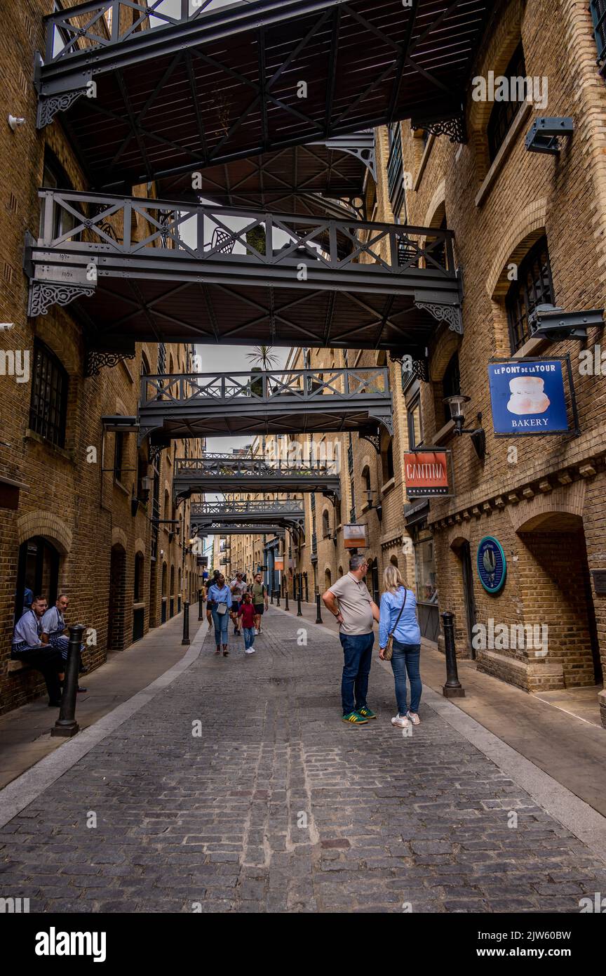 London UK - August 21, 2022: Street view of Shad Thames a historic ...