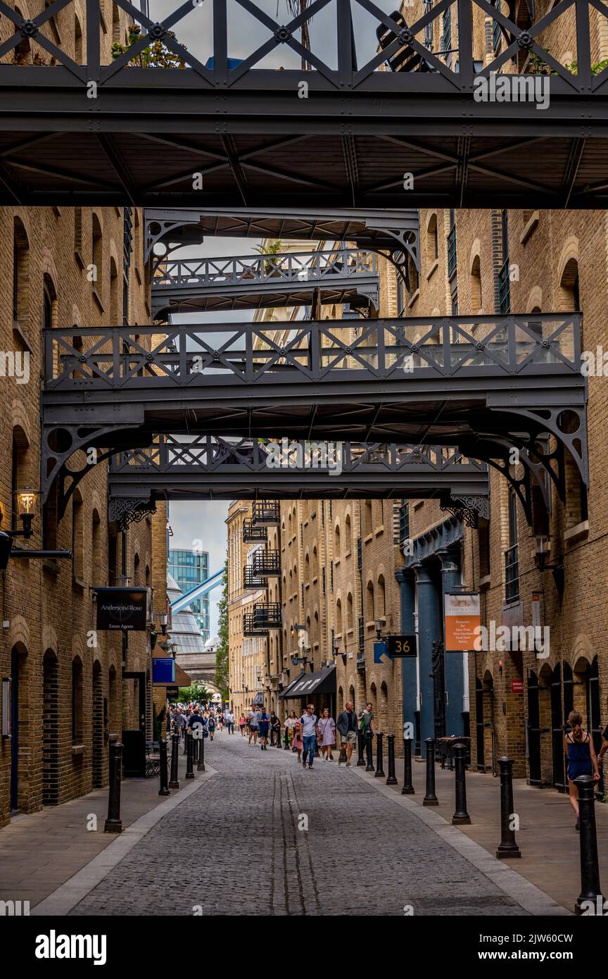 London UK - August 21, 2022: Street view of Shad Thames a historic ...