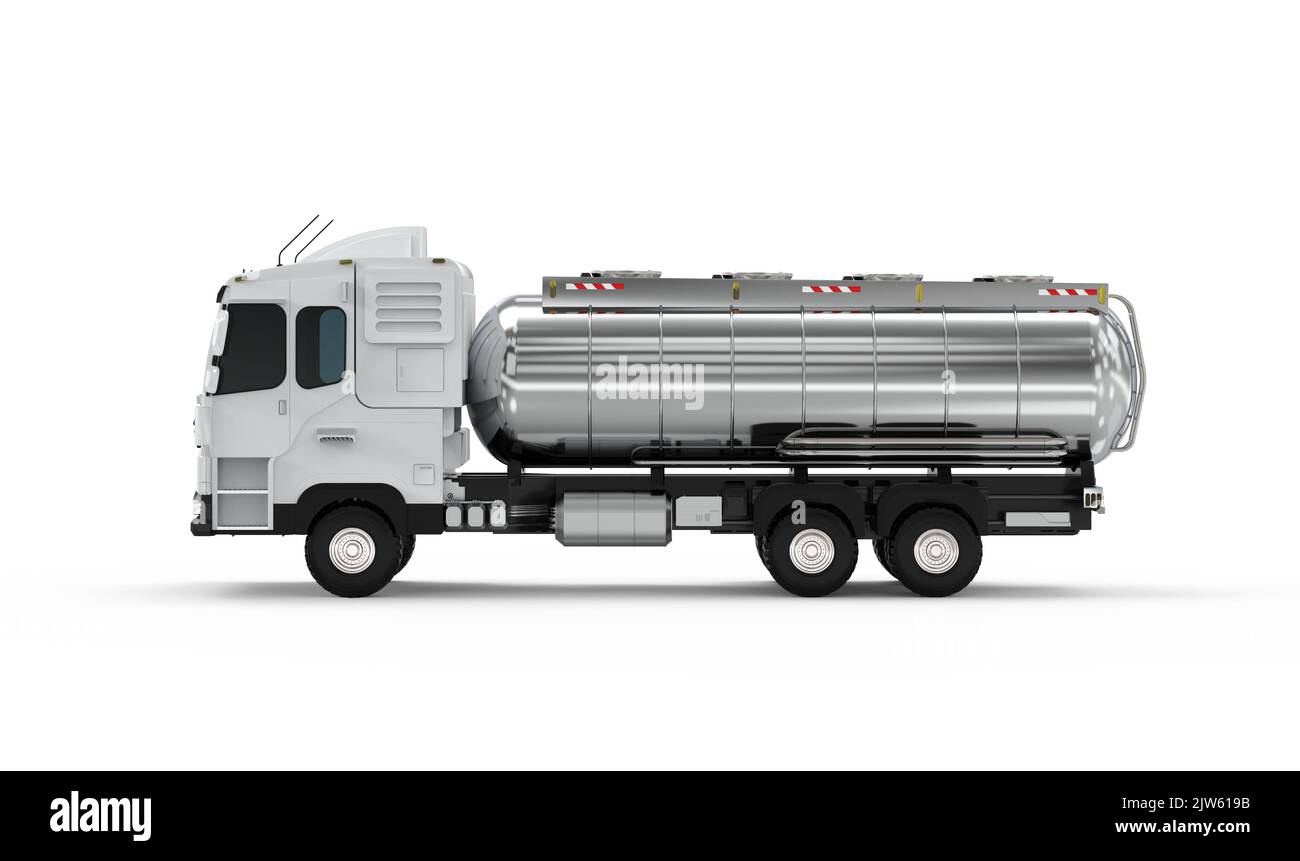 3d rendering logistic oil tank semi trailer truck or lorry on white background Stock Photo