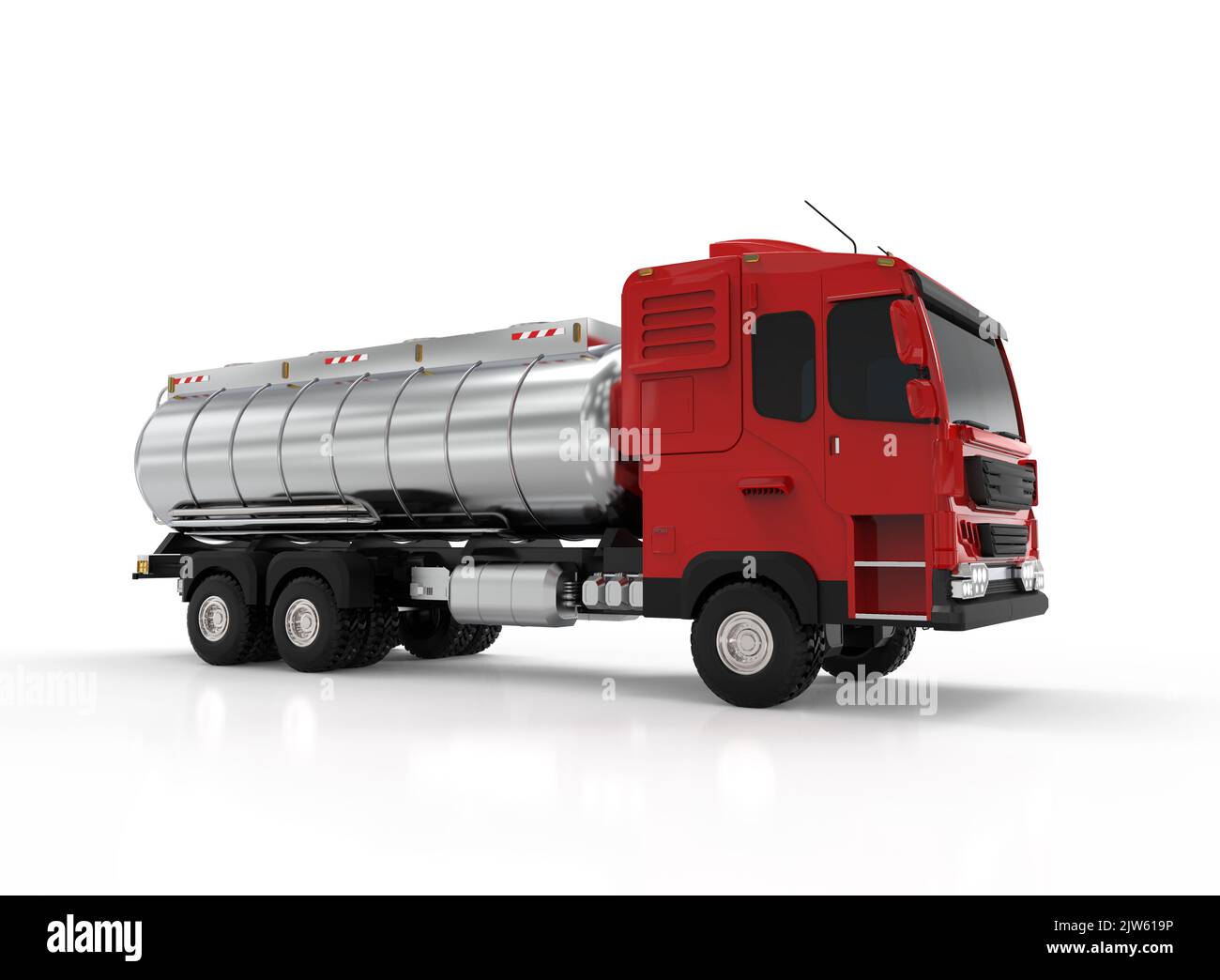 3d rendering logistic oil tank semi trailer truck or lorry on white background Stock Photo