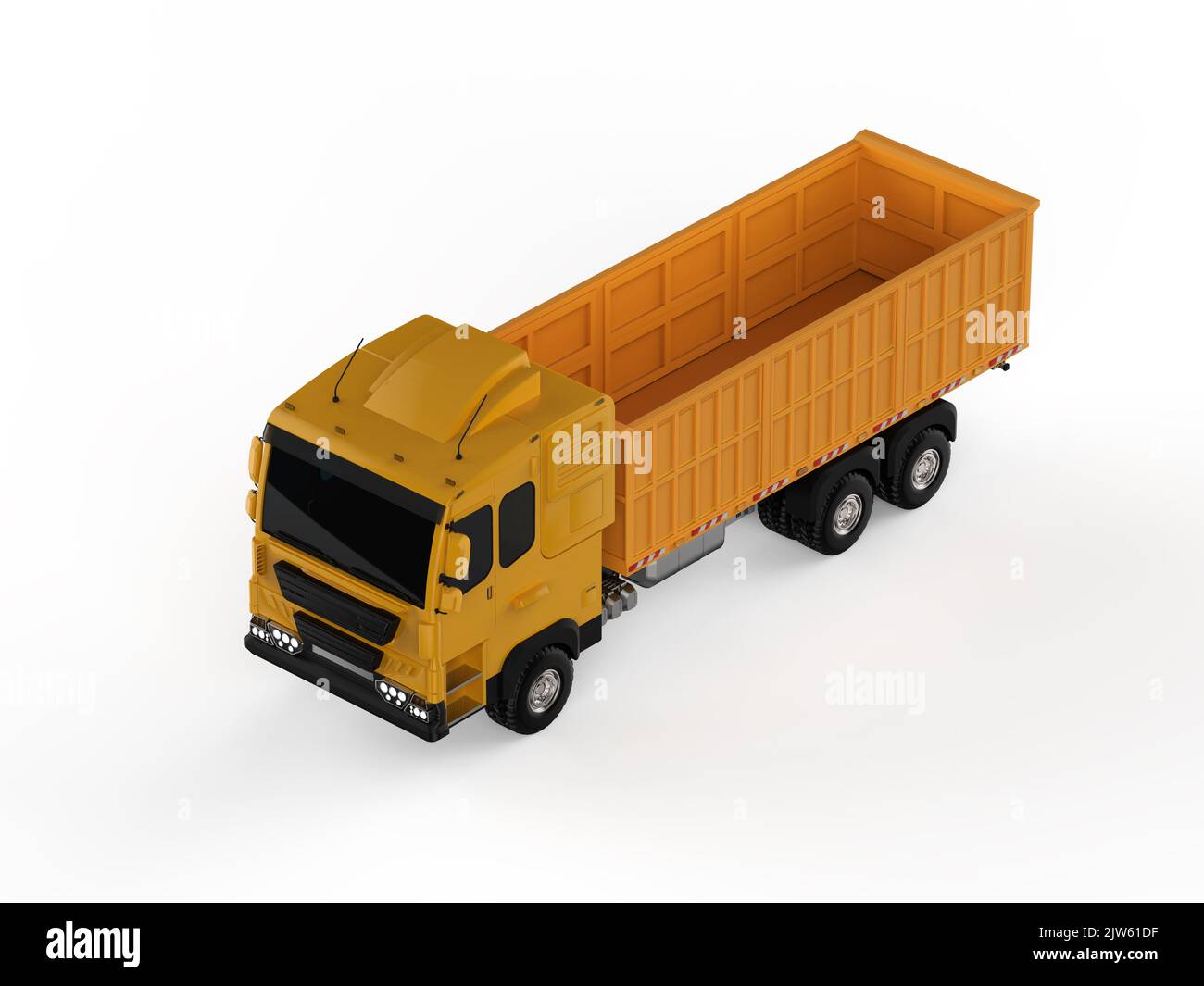 3d rendering yellow logistic tipping trailer truck or lorry on white background Stock Photo