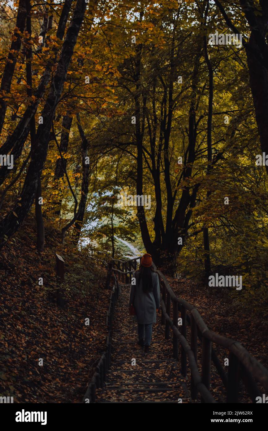 Girl walking alone rear view hi-res stock photography and images - Alamy