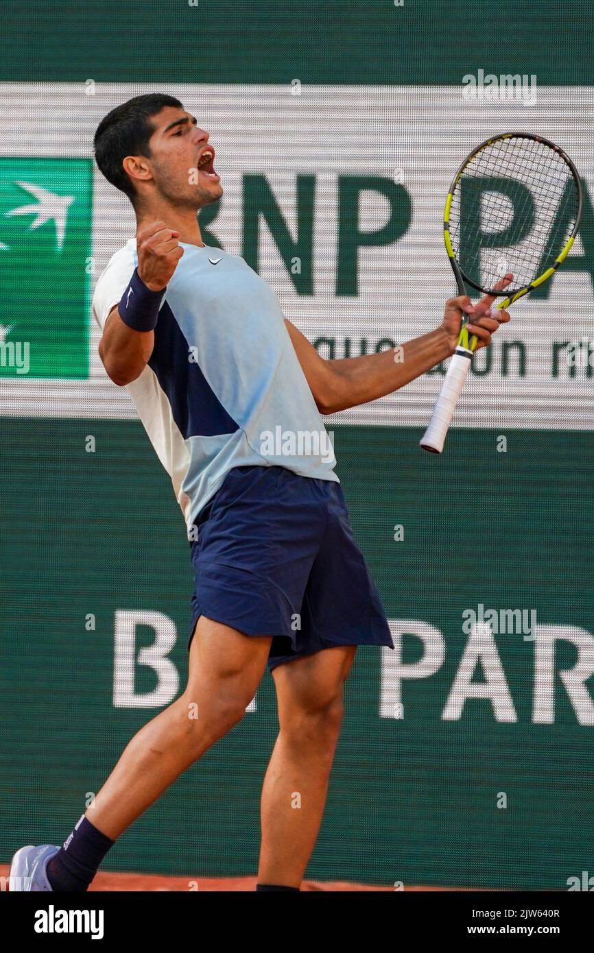 Professional Tennis Player Carlos Alcaraz Of Spain In Action During His ...