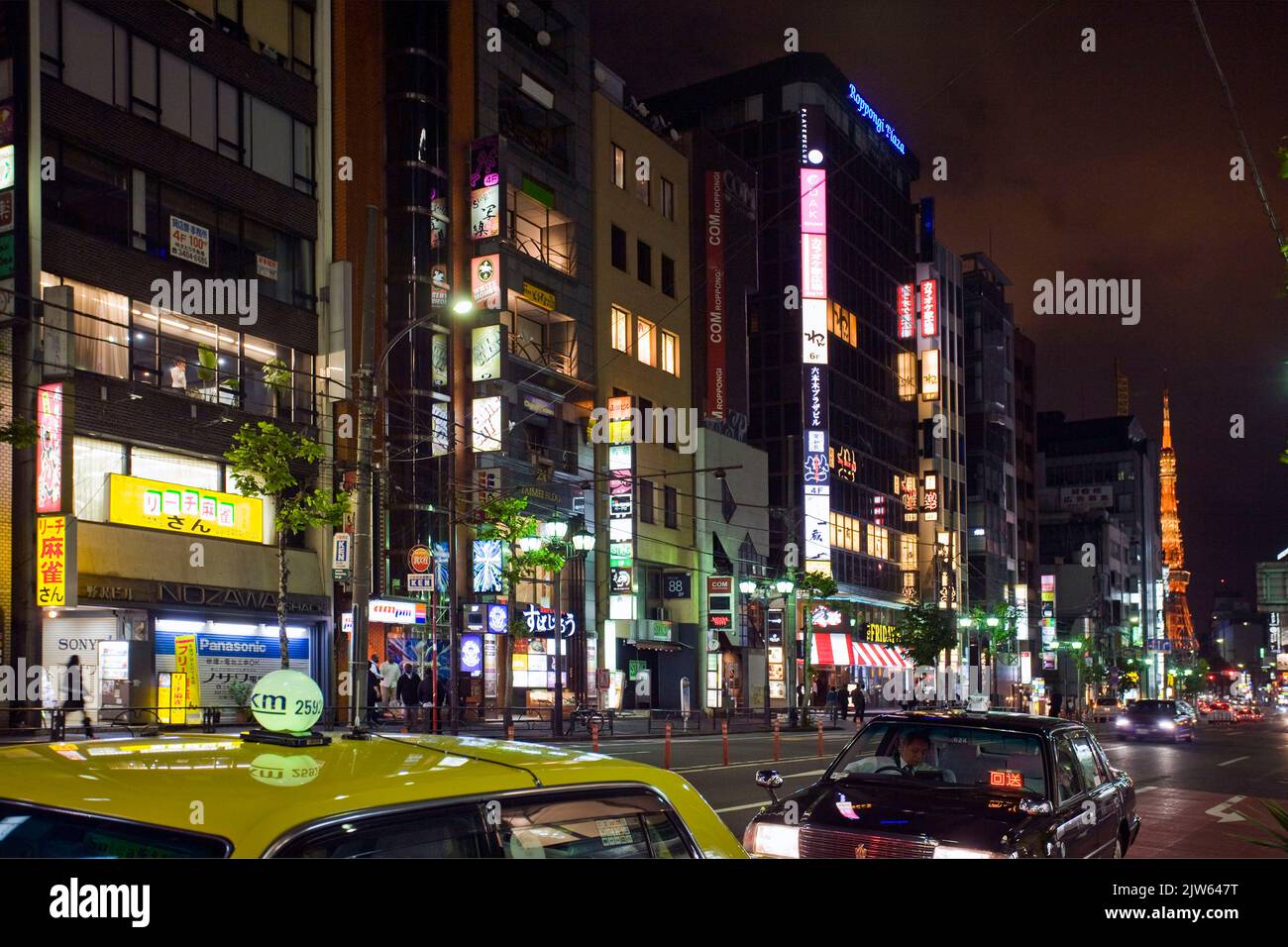 Night street Roppongi Tokyo Japan Stock Photo