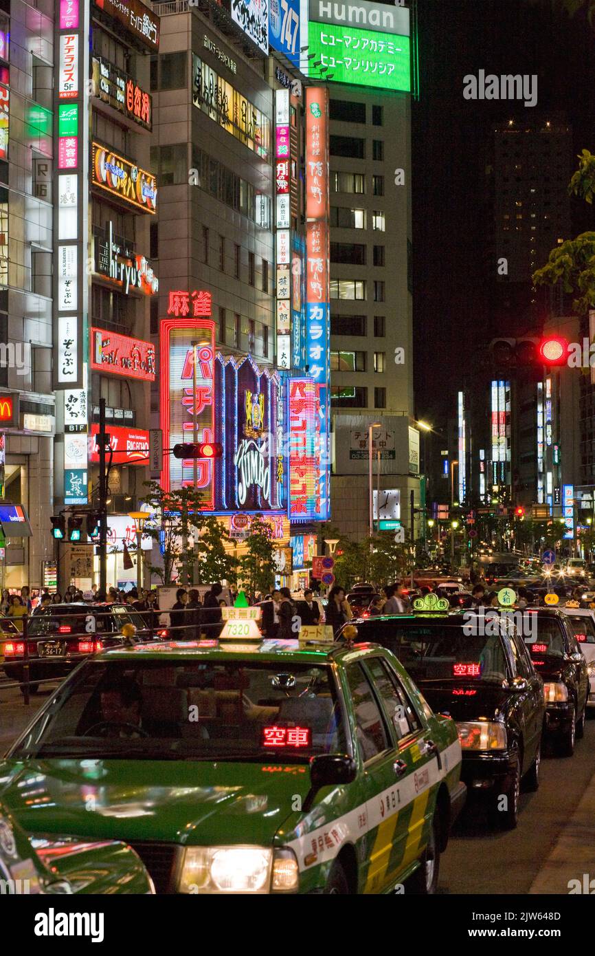 Night taxis Shinjuku Tokyo Japan 3 Stock Photo