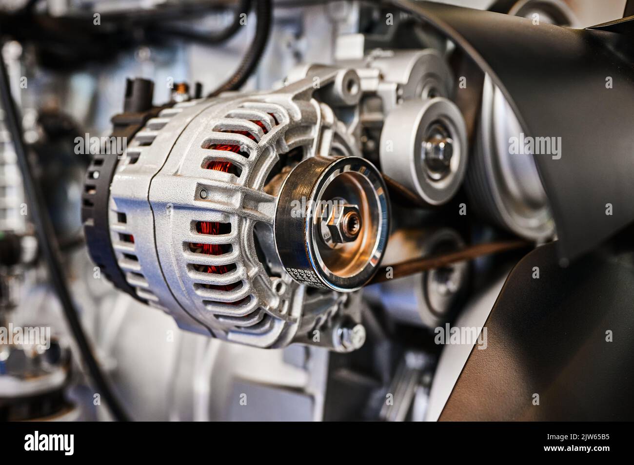 Electrical power generator of automobile in plant Stock Photo