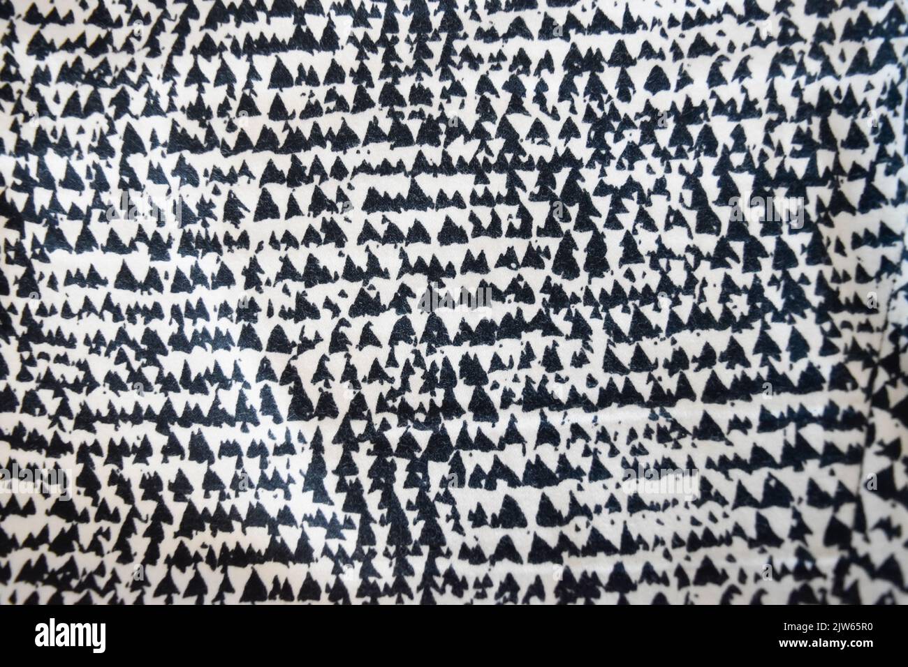 Black White Abstract Geometric Triangle Fabric Pattern Stock Photo