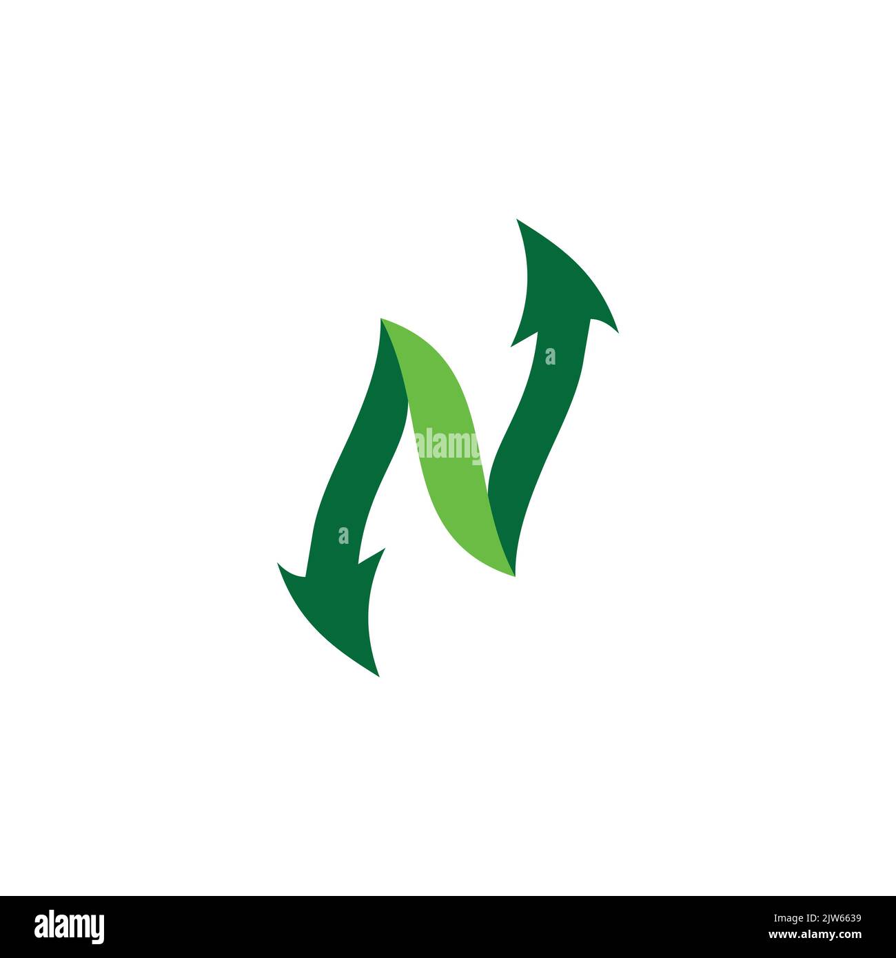 letter N green arrow logo icon vector graphic design Stock Vector