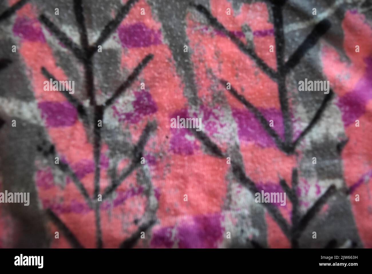Abstract Winter Tree Branch Fabric Pattern Pink Gray Stock Photo