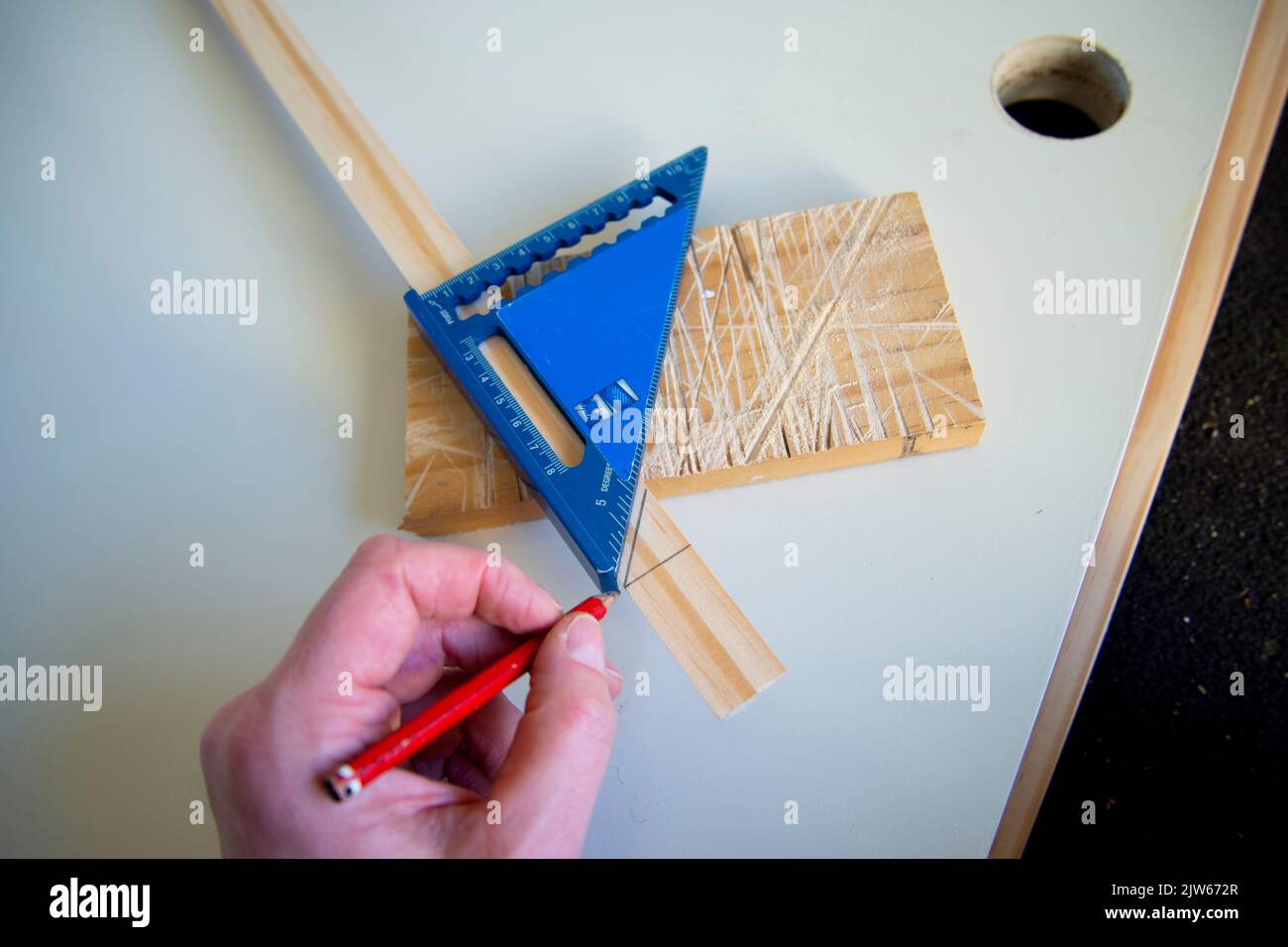 DIY Construction with a Rafter Square Stock Photo