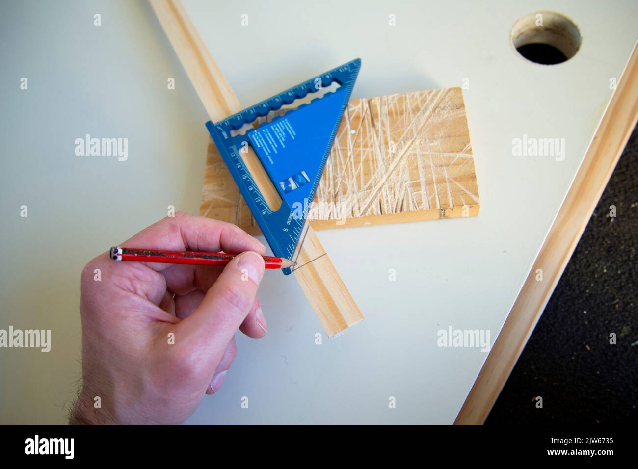 DIY Construction with a Rafter Square Stock Photo