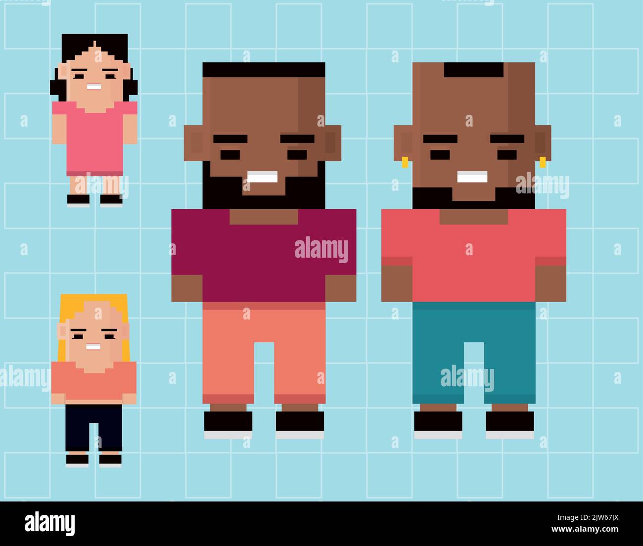 people pixel 8 bits, icon collection Stock Vector Image & Art - Alamy