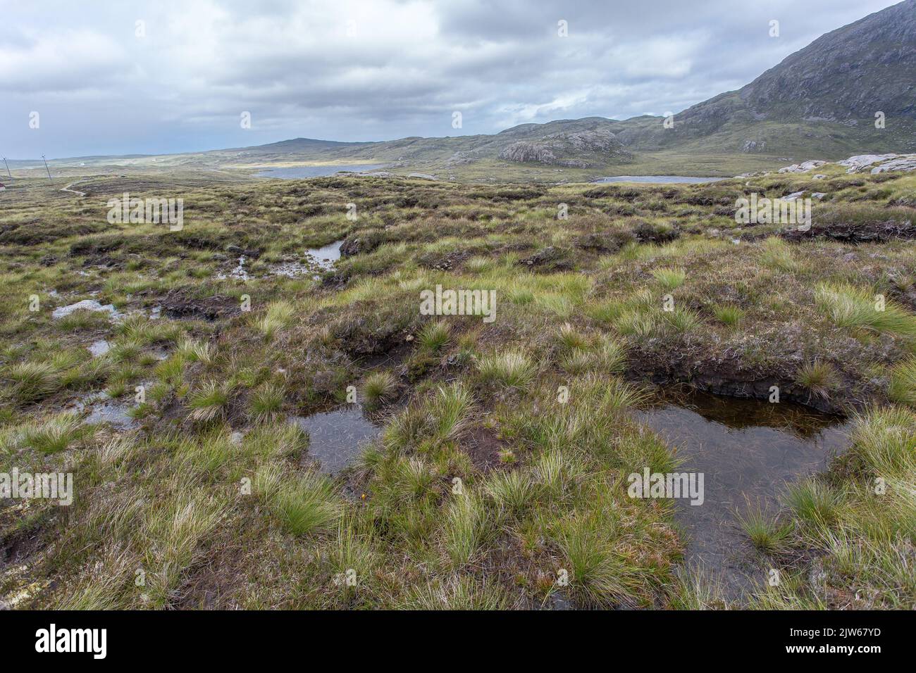 Moorland at Loch Suaineabhal and Loch Slacsabhat, Lewis, Isle of Lewis, Hebrides, Outer Hebrides, Western Isles, Scotland, United Kingdom Stock Photo