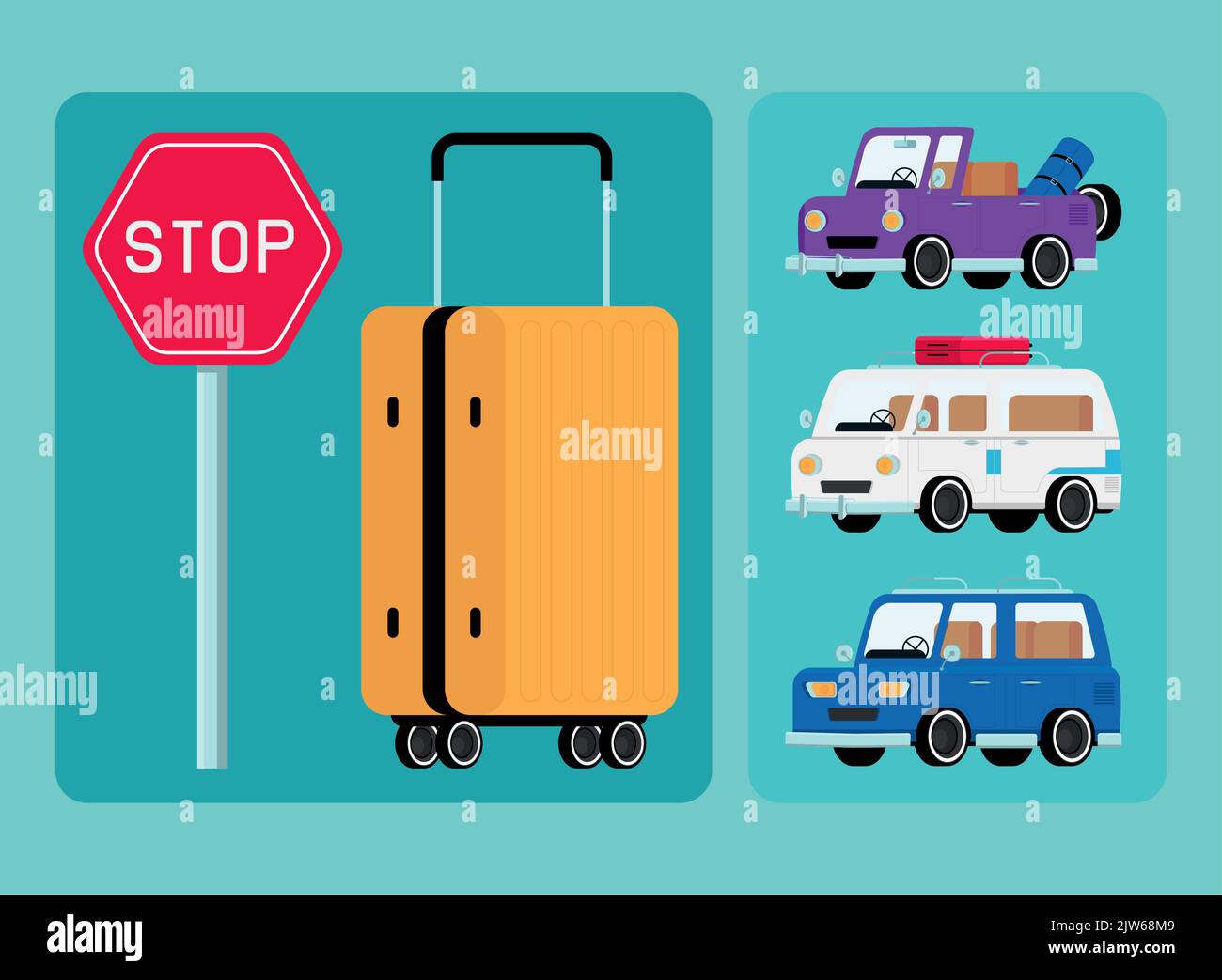 Travel icons retro road trip hi-res stock photography and images - Alamy