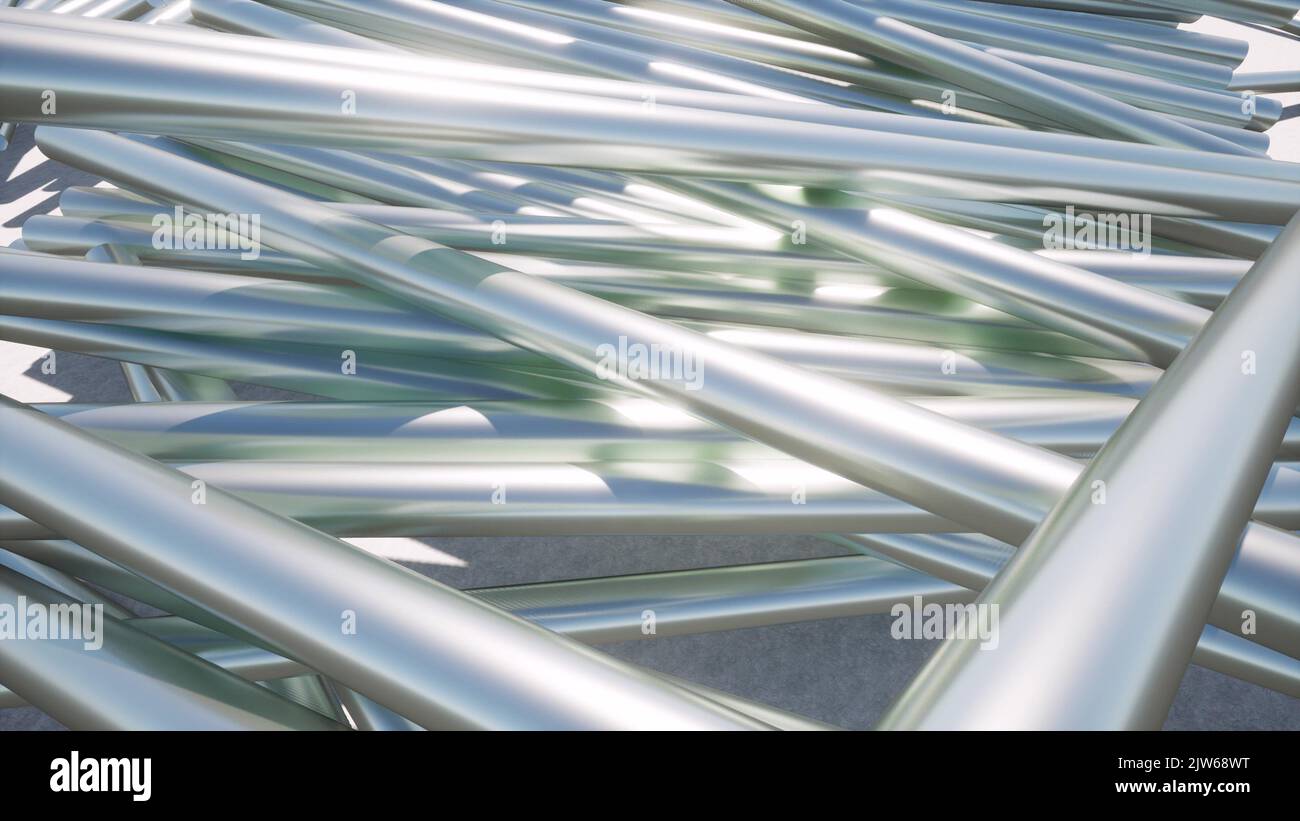 Steel pipes Technology concept Industrial manufacturing factory 3d ...