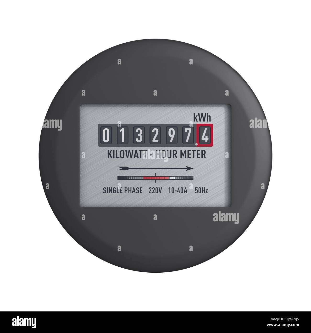 Kilowatt hour electric meter on white background. Isolated 3D illustration Stock Photo
