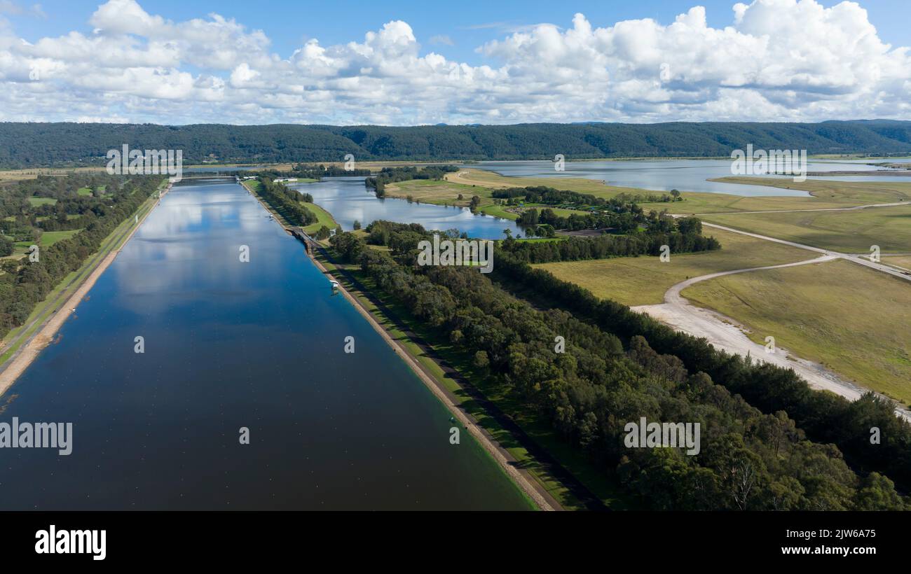 Drone aerial photograph of the rowing course at the Sydney