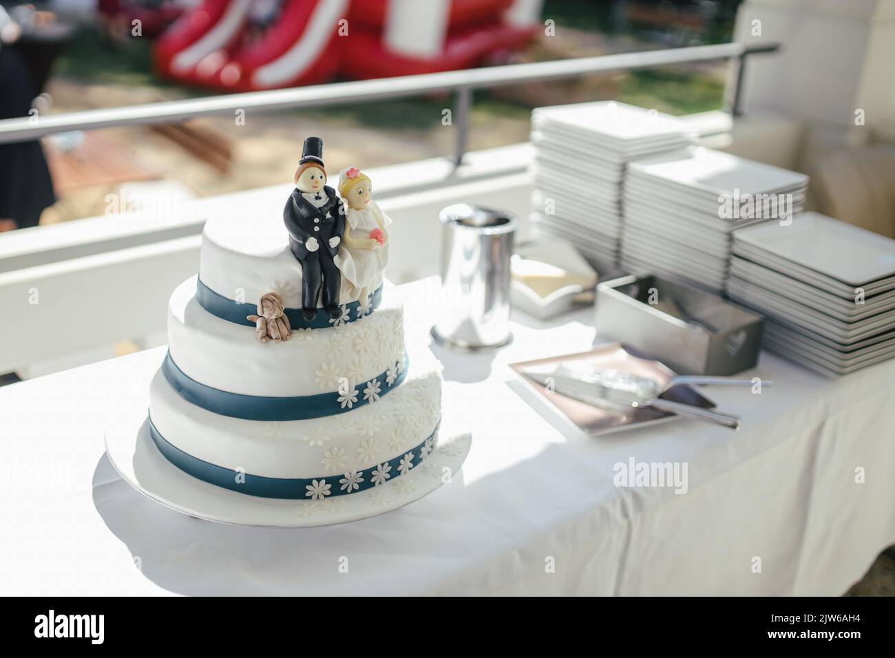 Beautiful wedding cake close-up Stock Photo