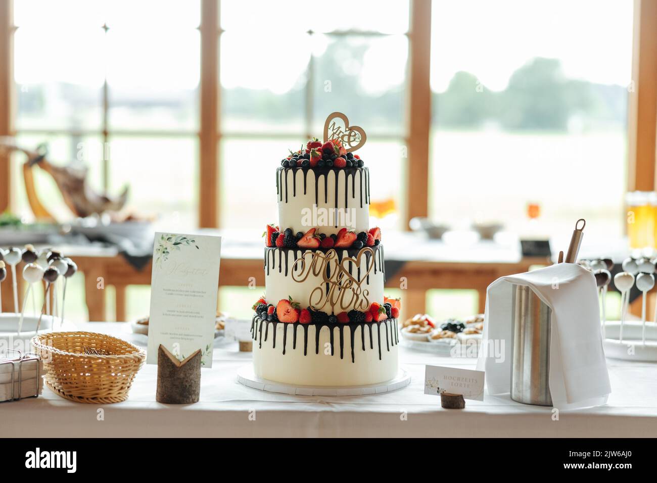 Beautiful wedding cake close-up Stock Photo