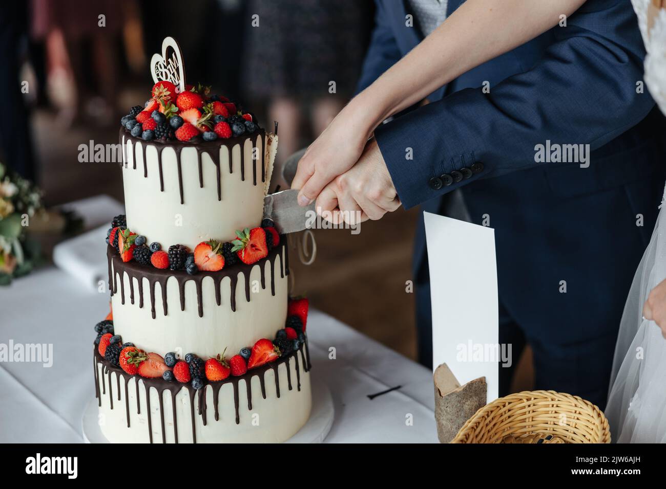 Beautiful wedding cake close-up Stock Photo