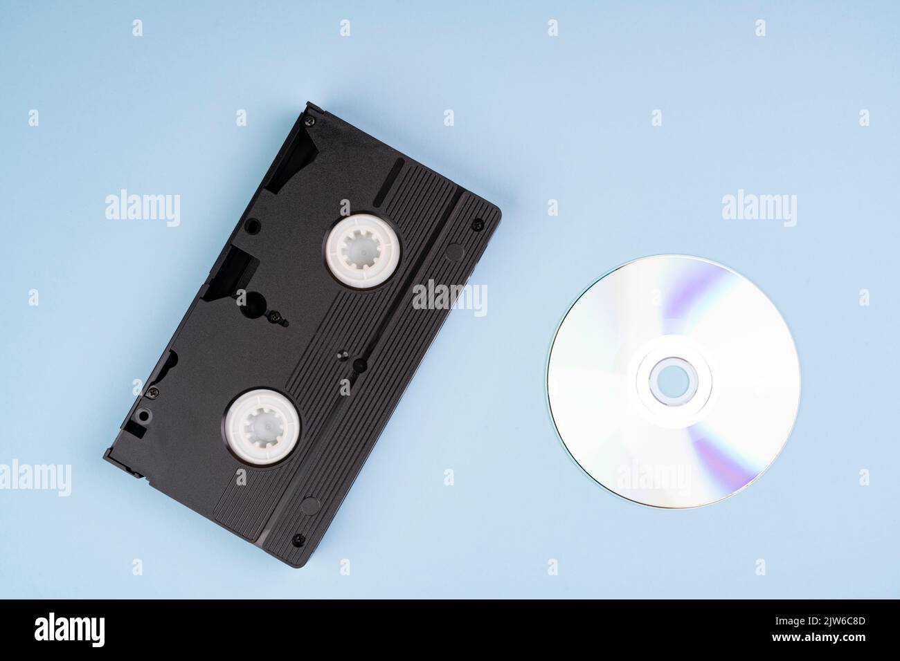 An old VHS videotape and a CD Stock Photo