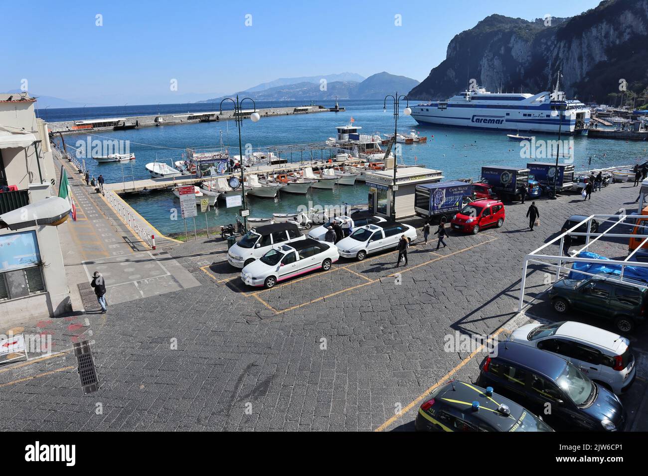 Capri - Panorama del porto da Via Marina Grande Stock Photo